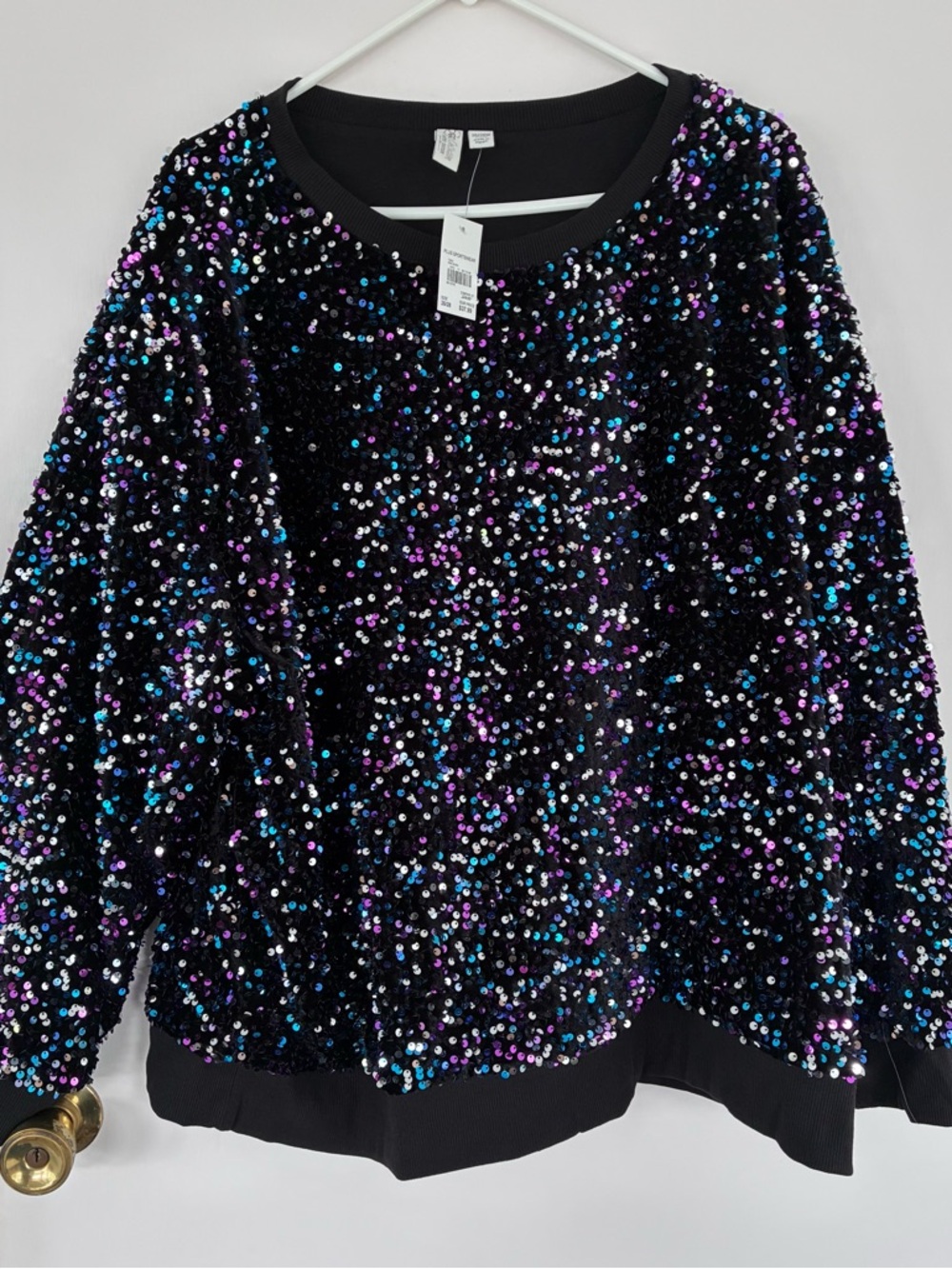 NWT Cato Black Sequin Pullover Sweatshirt